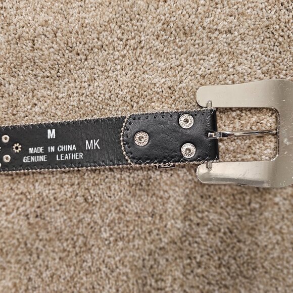 FULL OF BLING! Black Genuine Leather Belt - Medium, Like New main image 11